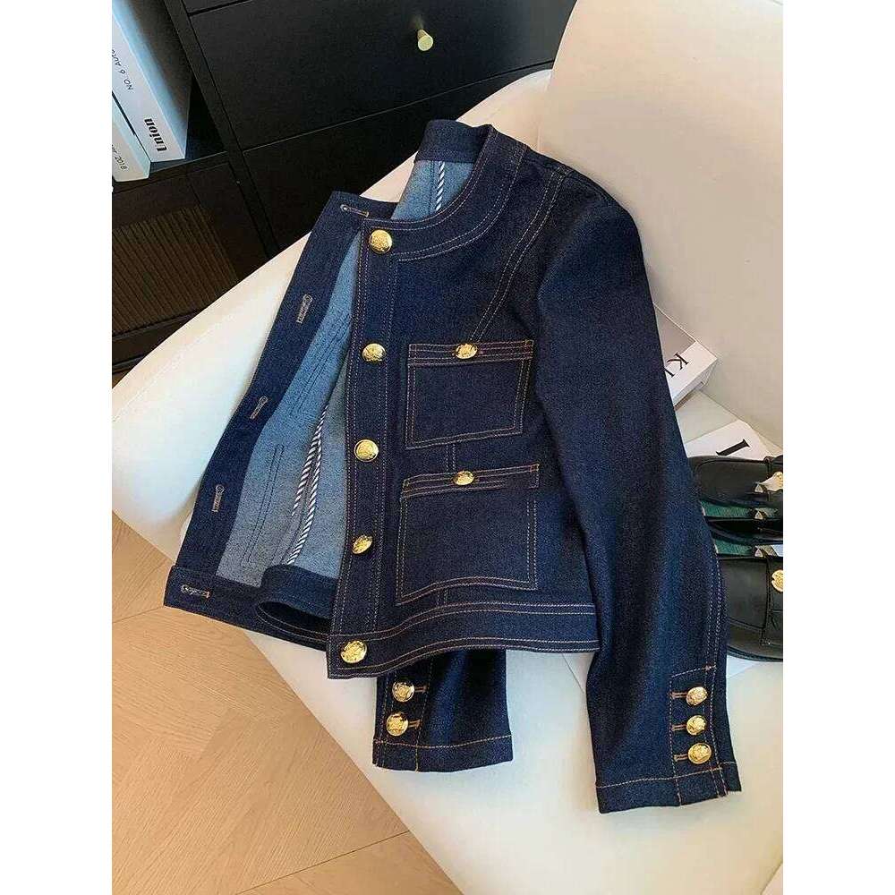 Syiwidii Blue Denim Jacket Women Autumn Classic Style Short Coat New Korean Fashion Pockets O-Neck Female Loose Jackets