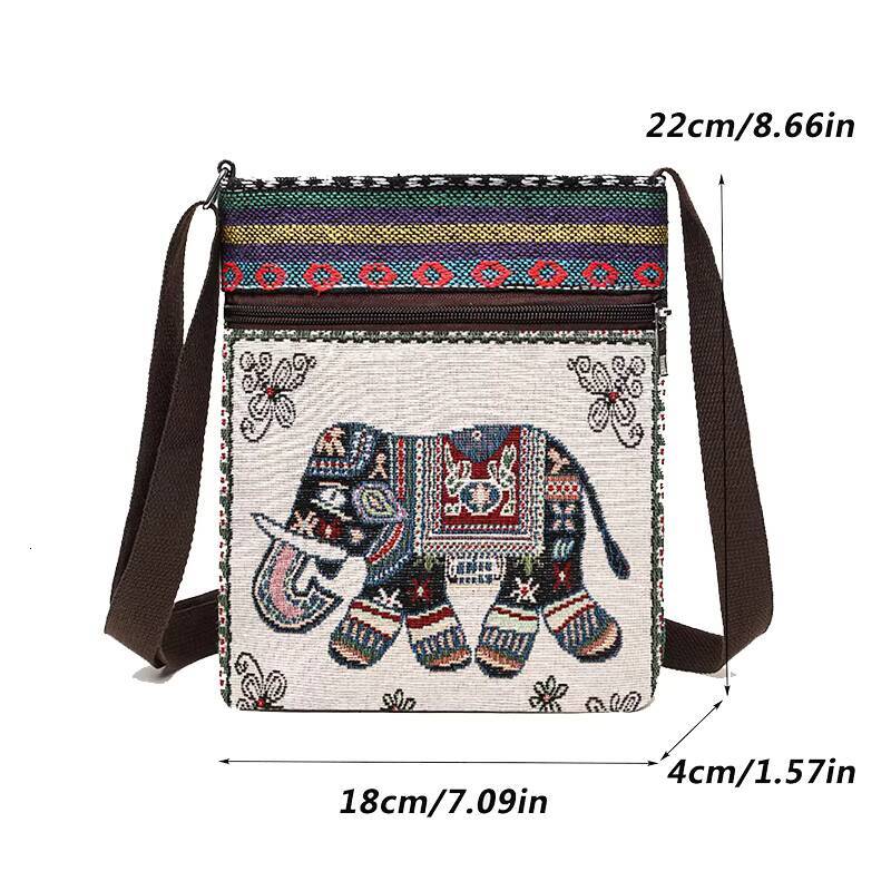 Women Small Canvas Embroidered Phone Shoulder Retro Ethnic Style Travel Outdoor Messenger Crossbody Bag ddmynov