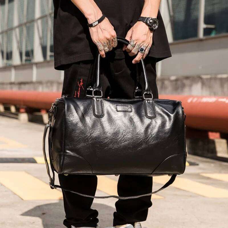 Large Capacity Handbags Top-Handle With Shoulder Strap Travel Tote Men Crossbody Bags Business PU Leather Handbag