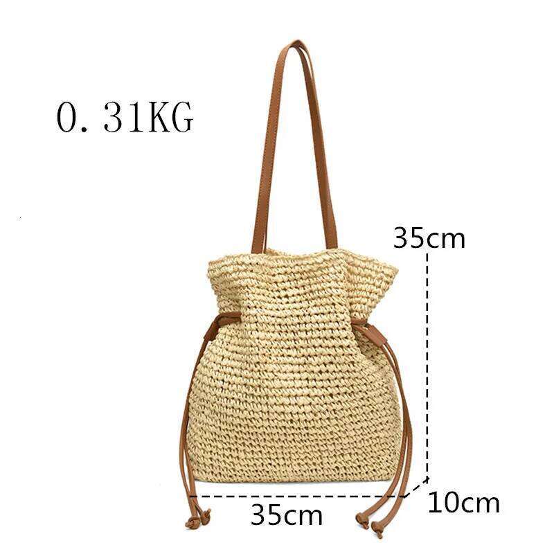 Straw Large Capacity Tote Bag Summer Beach Shoulder Bags Handmade Bag Top-Handle Raffia Boho Woven Women Bags