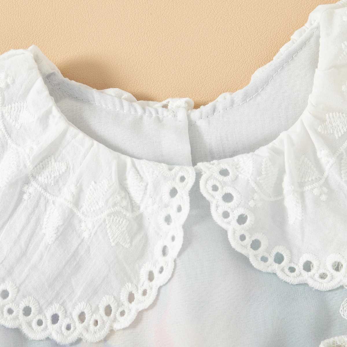 Baby Girl Summer Floral Pattern Tie-Dye Style Doll Neck Gentle Baby Dresses Cute Casual Girls Dress R250707