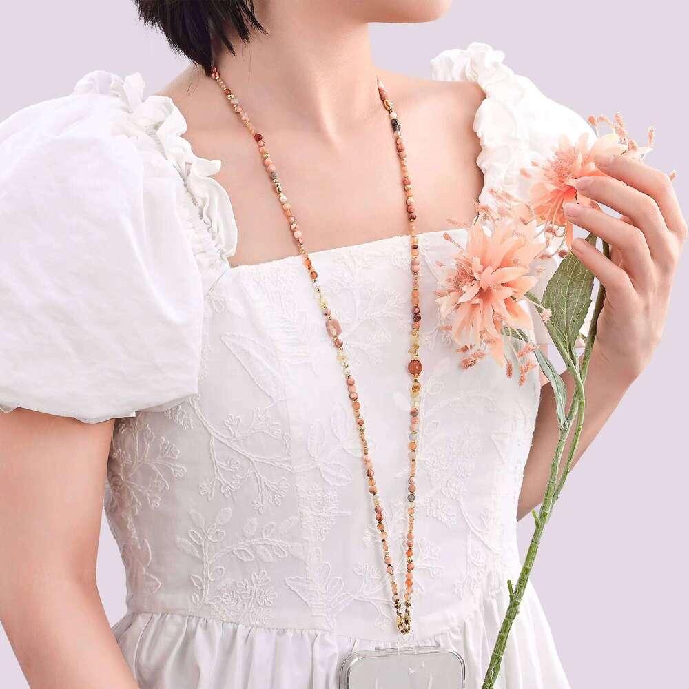Luxurious Simple Imperial Beaded Chain Natural Stone Phone Lanyard Accessories