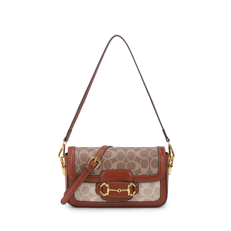 Designer 2025 New for Women Elegant Fashion Saddle Color-Block Small Square Shoulder Crossbody Light Luxury Women's Bag