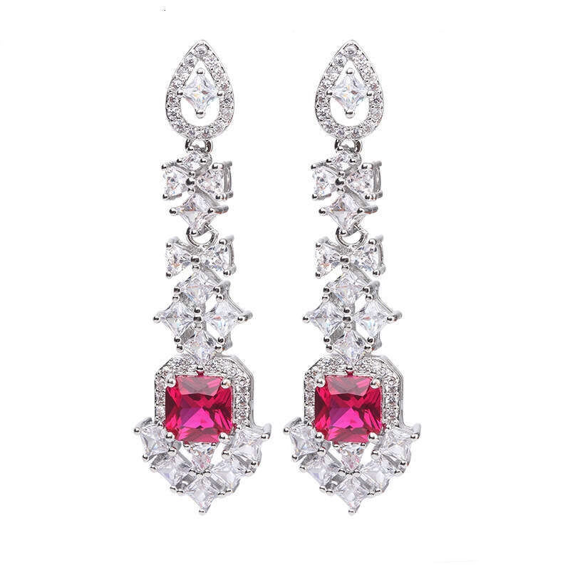 New Jewelry Accessories Colorful Gemstone Earrings High-End Studs Blue Women's Style C68