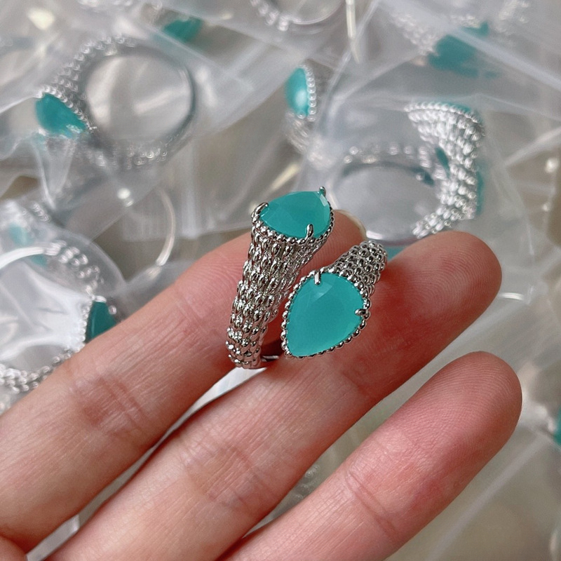 Elegant Water Drop Design Ring Women's Luxury 18k Gold & Silver Twist Accented by Natural Stone Shine Crystal CZ Zircon shine crystal love nail ring jewelry