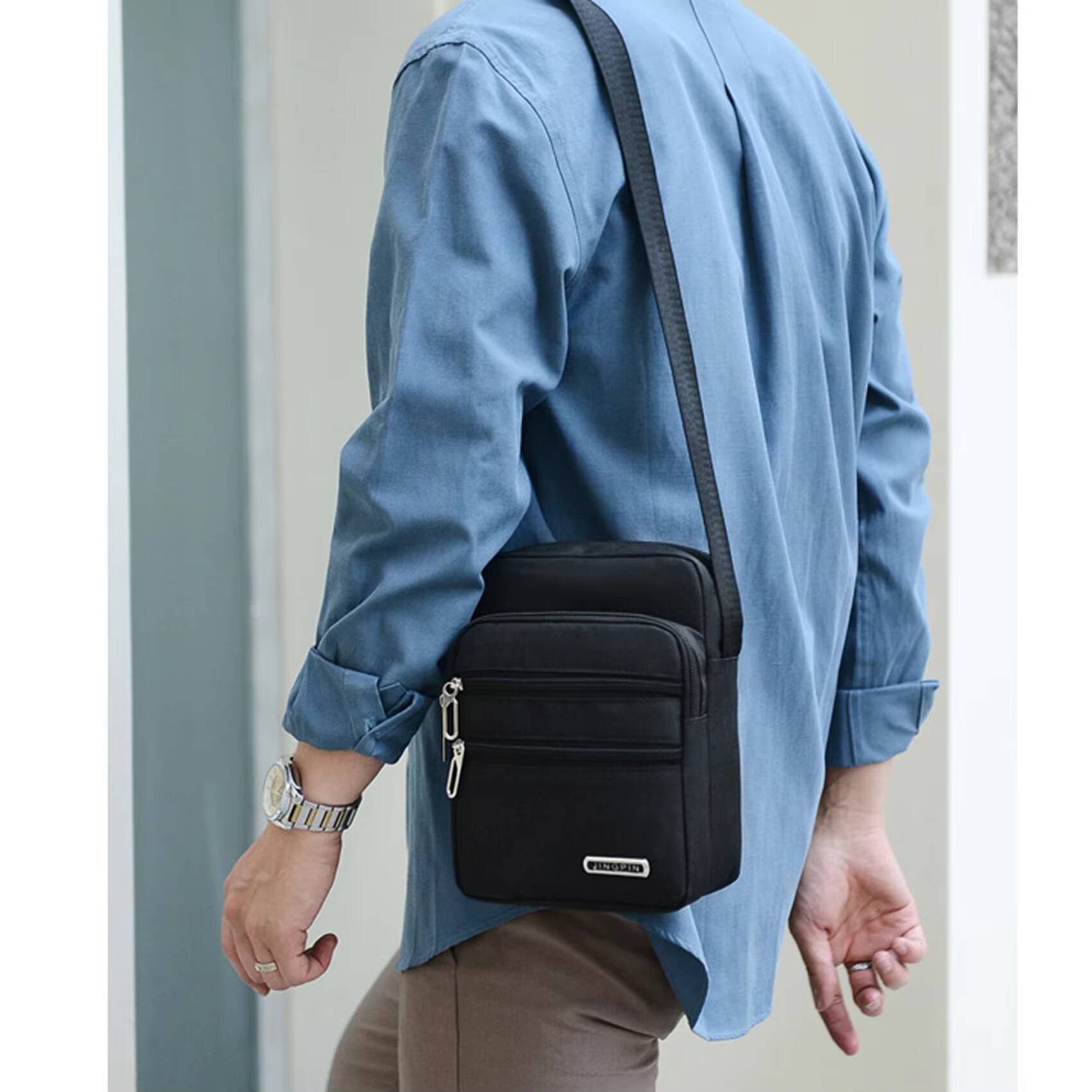 Mens Shoulder Bag Business Leisure Large Capacity Portable Handbag Zipper Multi Layer Waterproof Summer Males Crossbody Bags ddmynov
