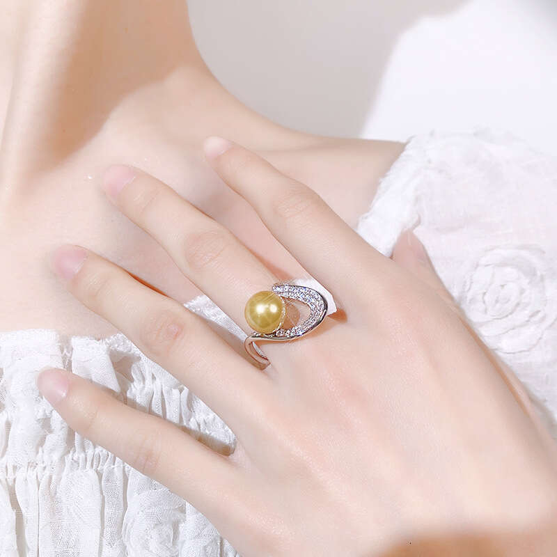 Huayoumei Jewelry Ring Accessories South Sea Australian White Mysterious Gray Pearl Women's Fashion Versatile Niche Goods Aff
