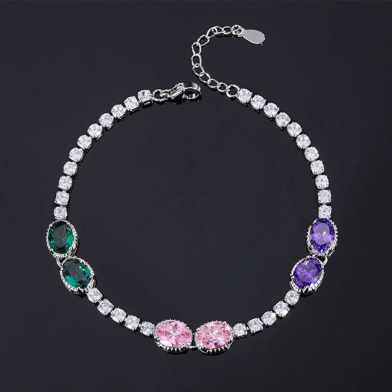 Light Imitation Natural Amethyst INS New Style Dia-Encrusted Heart Bracelet 5B2