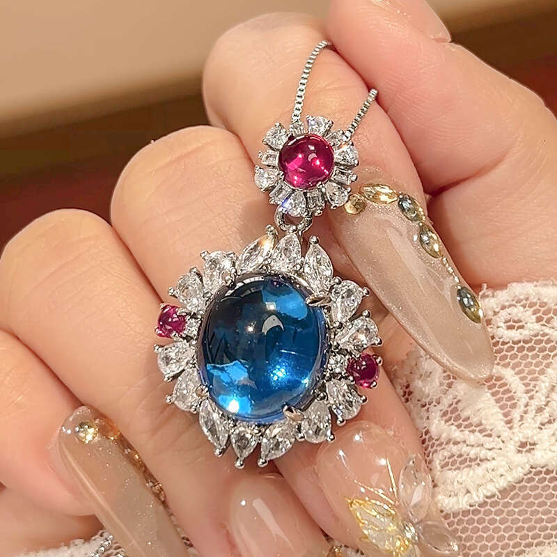 Huayoumei New Jewelry Set Necklace Ring Blue Cubic Zirconia Fashion Style For Women 8F8