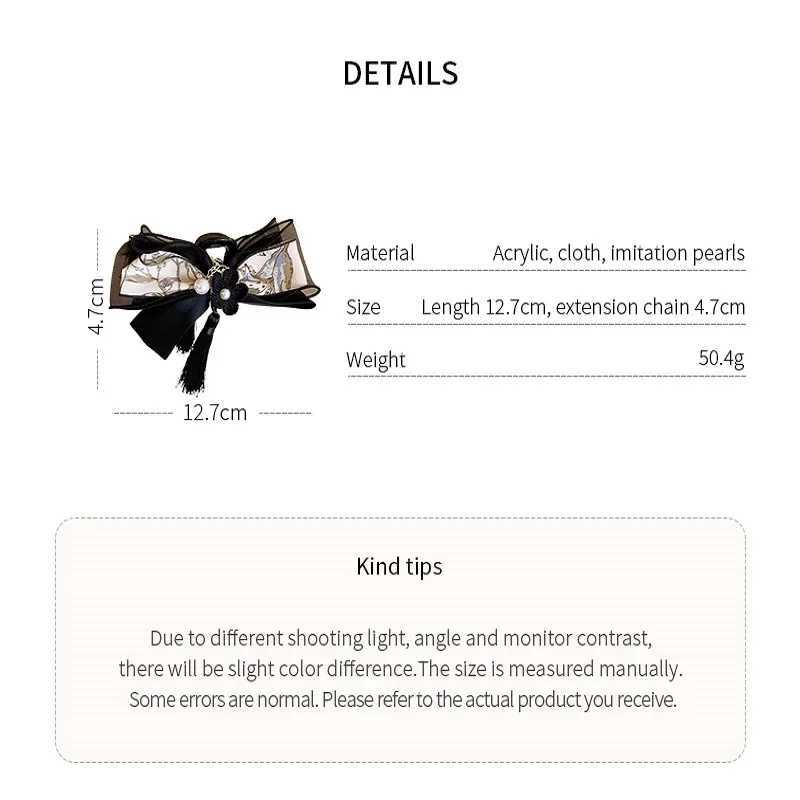 Bowknot Dripping Lotus Flower Imitation Pearl Colorful Fringe Acrylic Shark Hair Claws for Women Vintage Fashion New Accessories Z250707