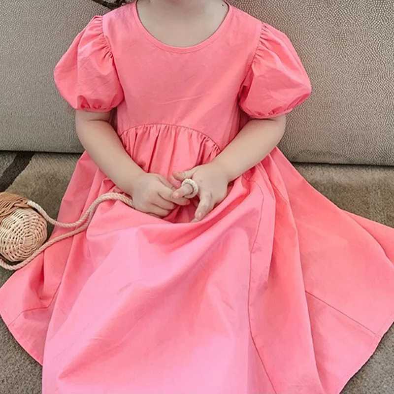Summer Girls Dress Puff Sleeve Vestidos Round Neck Sweet Princess Dress Korean Outfits Baby Kids Childrens Clothing For Girl R250707