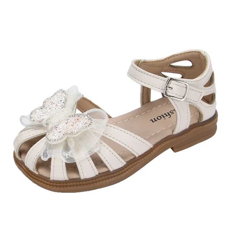 2025 Summer Girls Sandals Princess Beach Shoes Cut-outs Kids Sandals Crystal Butterfly Lace Sweet Soft Breathable Anti-kick CuteR250707