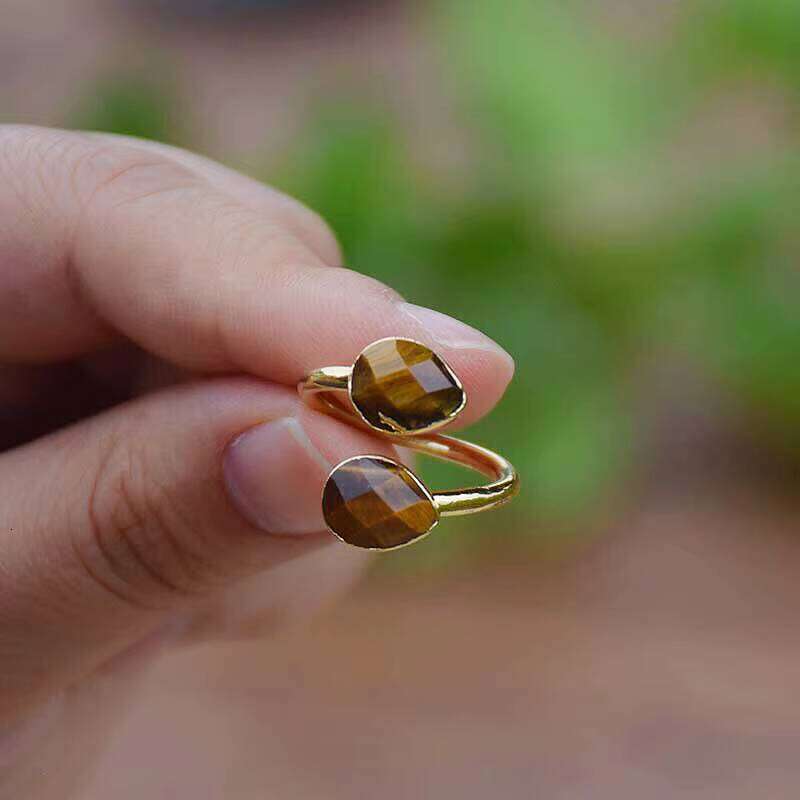 Fashion Adjustable Tiger Eye Stone Ring Gift for Couples
