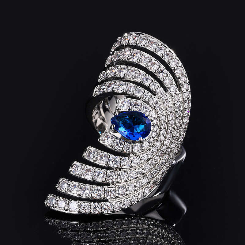 Hua Youmei Jewelry Exaggerated Crystal Open Demon Eye Luxurious Evening Party Index Finger Ring B72