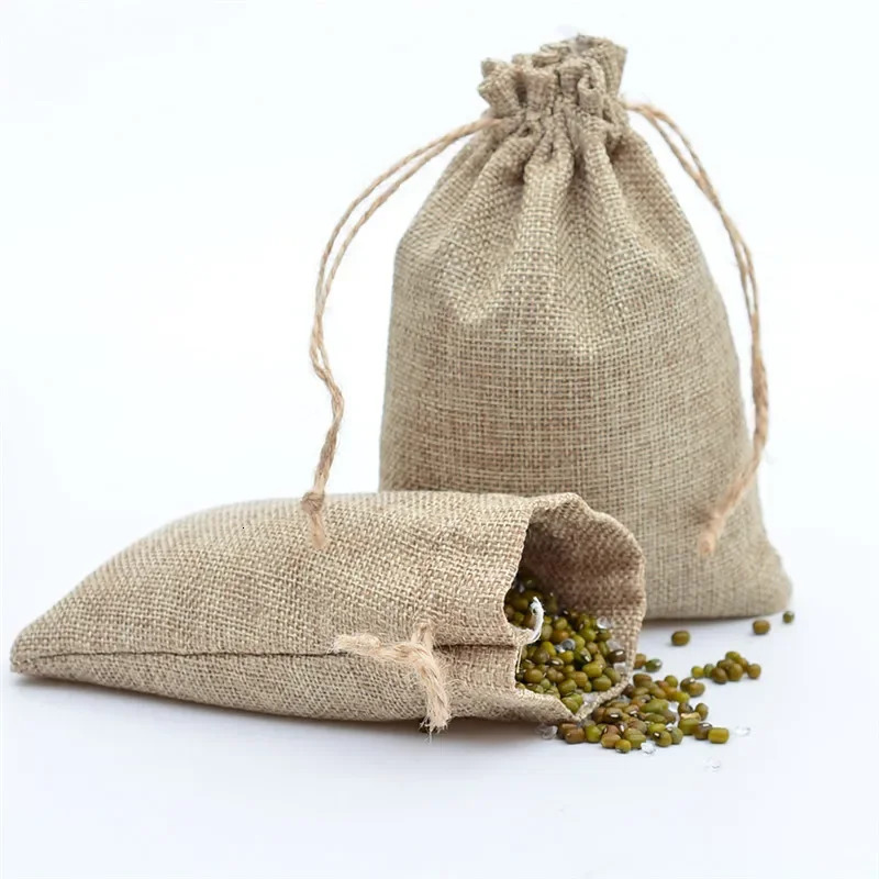 10pcs/lot Jute Linen Drawstring Bag Gift Bag Diy Handmade Bag Pack Christmas Party Wedding Jewelry Pouch 250702