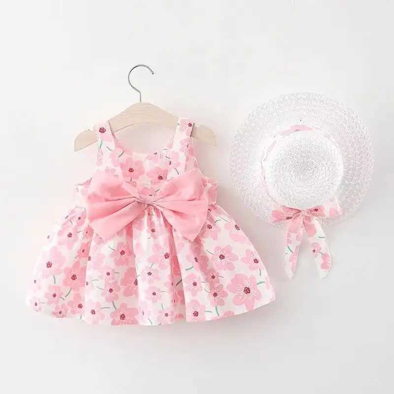 Summer Girls Clothing Sweet Baby One-Piece Dresses Suspender Daisy Printed Sundress With Hat For Infant Toddlers Holiday Dress R250707