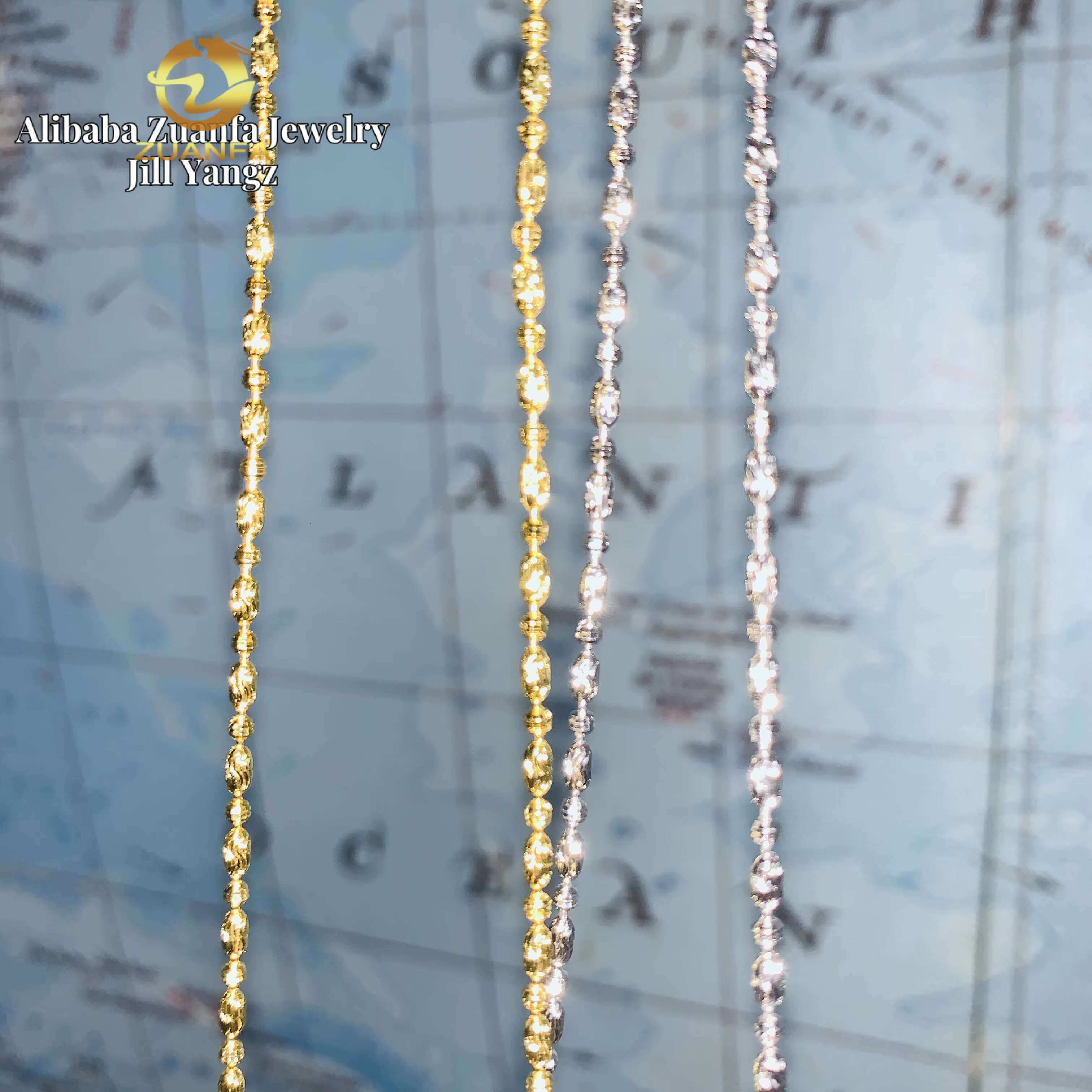 Affordable 2mm 4mm Moon Ice Bead Chain Plain 925 Silver Necklace Bracelet NO Moissanite Chain Rope Chain Milk Cut