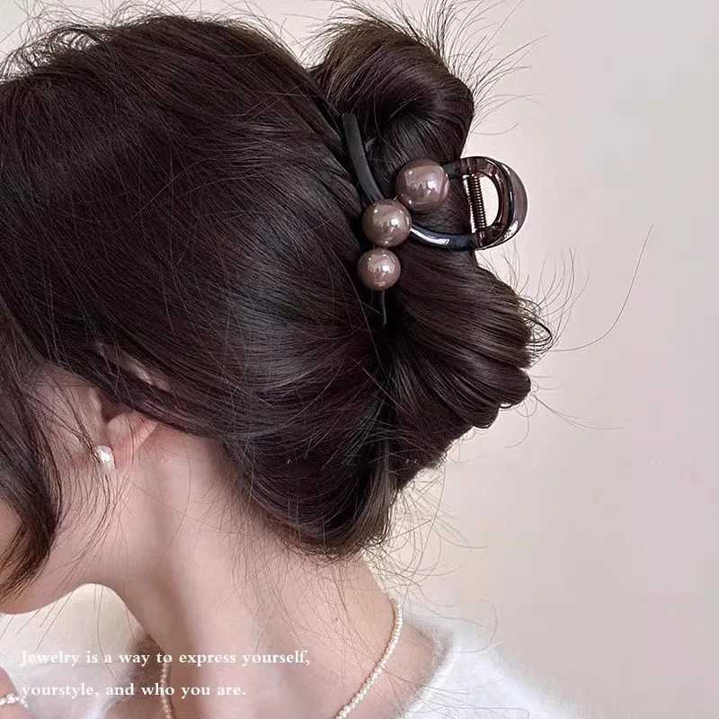 Elegant Pearls 3.15in Cross Hair Claw For Women Girls Sweet Hair Ornament Claw Clip Hair Clip Hairpin Fashion Hair Accessories Z250707