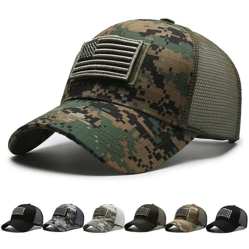 Men American Flag Camouflage Baseball Cap Male Outdoor Breathable Tactics Mountaineering Peaked Hat Adjustable Stylish Casquette ddmythur