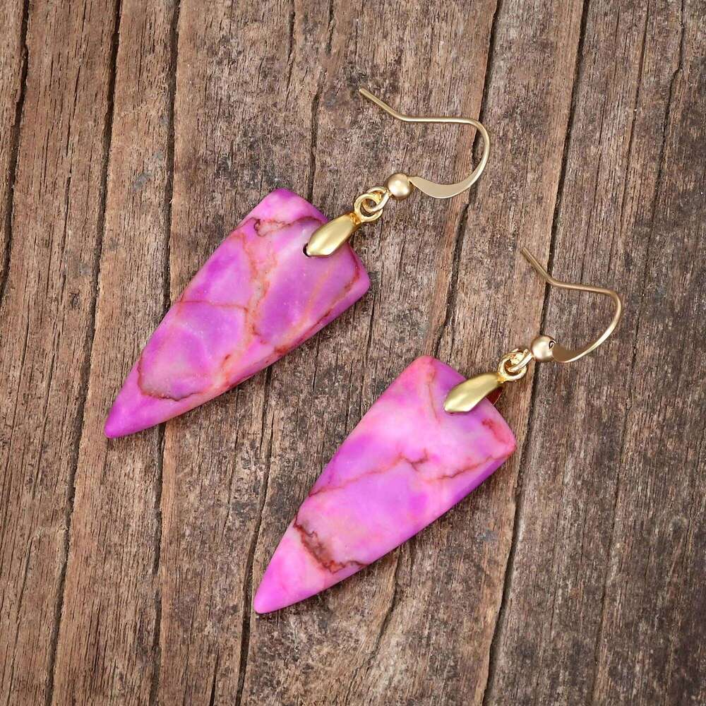 Imperial Jasper Triangle Earrings Natural Stone Bohemian Women's Gift