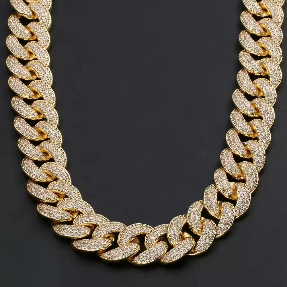 Customized S Sterling Sier Cuban Link Necklace 20mm Wide with 3 Rows GRA D/VVS Moissanite Hip Hop Style Jewelry