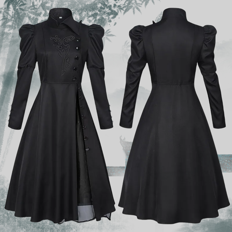 Witch Elphaba Cosplay Wizard Black Long Dress Cloak Hat Full Set Role Play Outfit Halloween Costume Cape Carnival Party