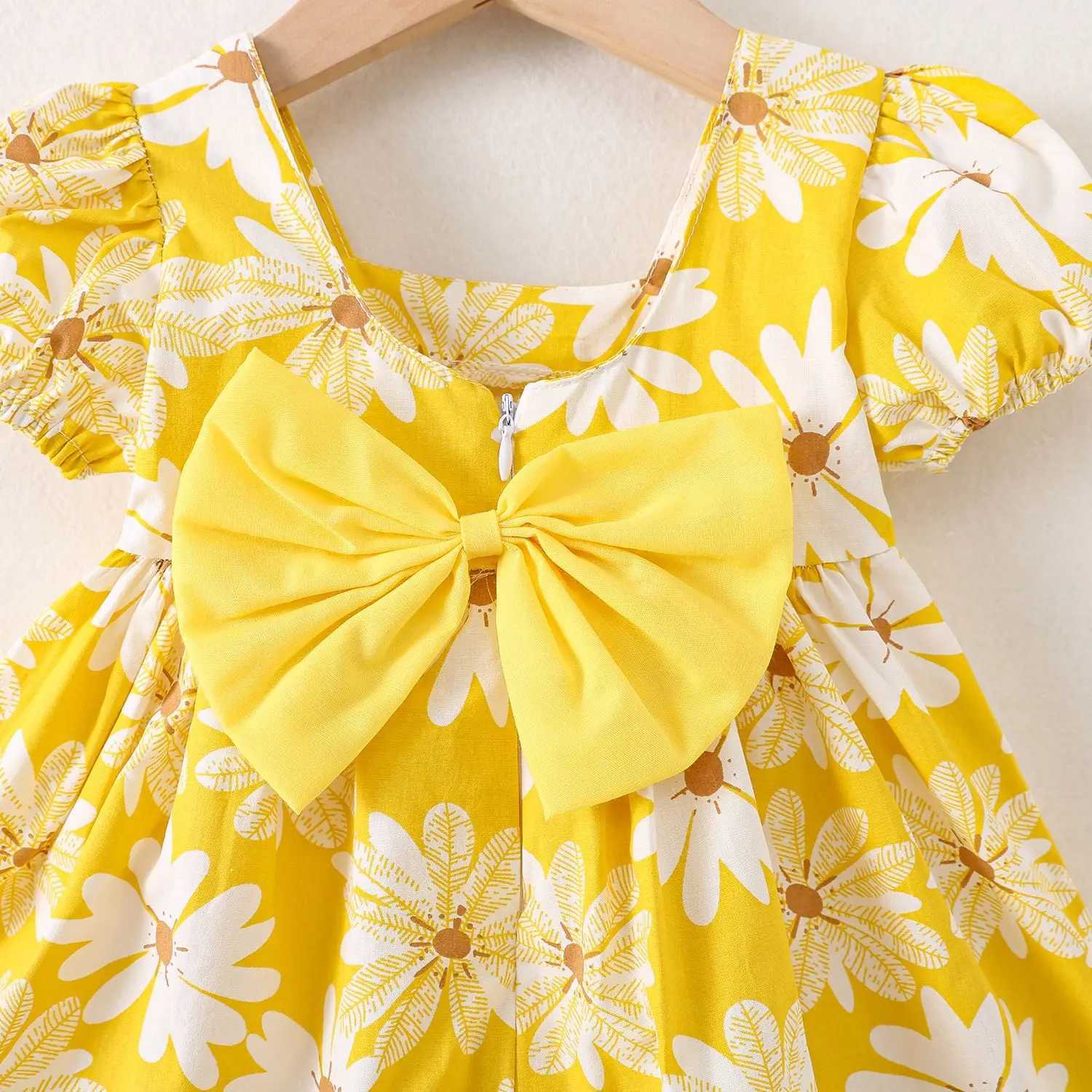 Baby Girl Dresses Summer Daisy Bow Short Sleeve Girls Dresses Cute Girls Beach Dresses Baby Girl Clothing R250707