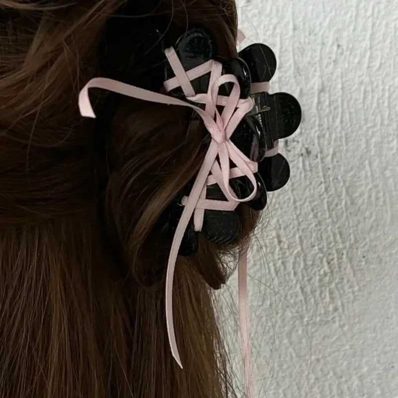 Muweordy Acrylic Ballet Style Hair Claw Korean Ribbon Tie Bow Hair Clips Sweet Girl Wave Grab Clip Hair Accessories for Women Y250707