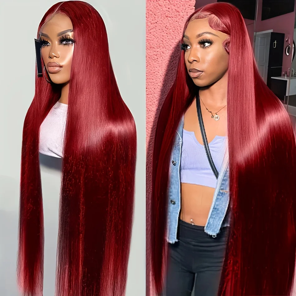 Light Brown Lace Front Wig Look Like Really Human Hair 613/Black/Red 13X4 Lace Frontal Wig Bone Straight Synthetic Hair Wigs For Women 250% Density HD
