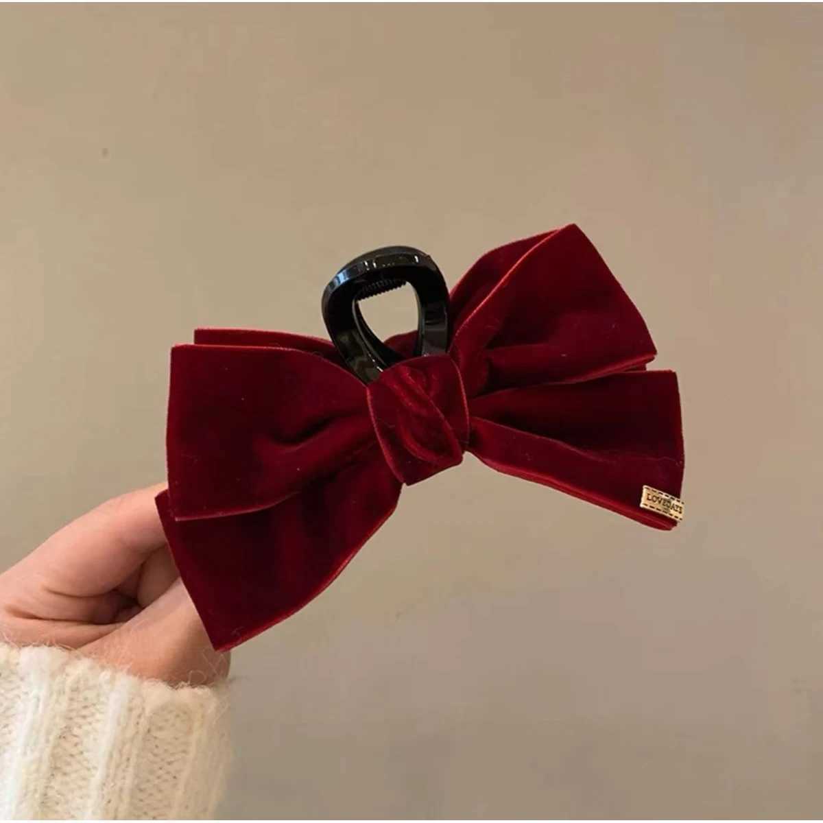 1 piece of black velvet big bow hair clip with a simple and elegant style for women Z250707