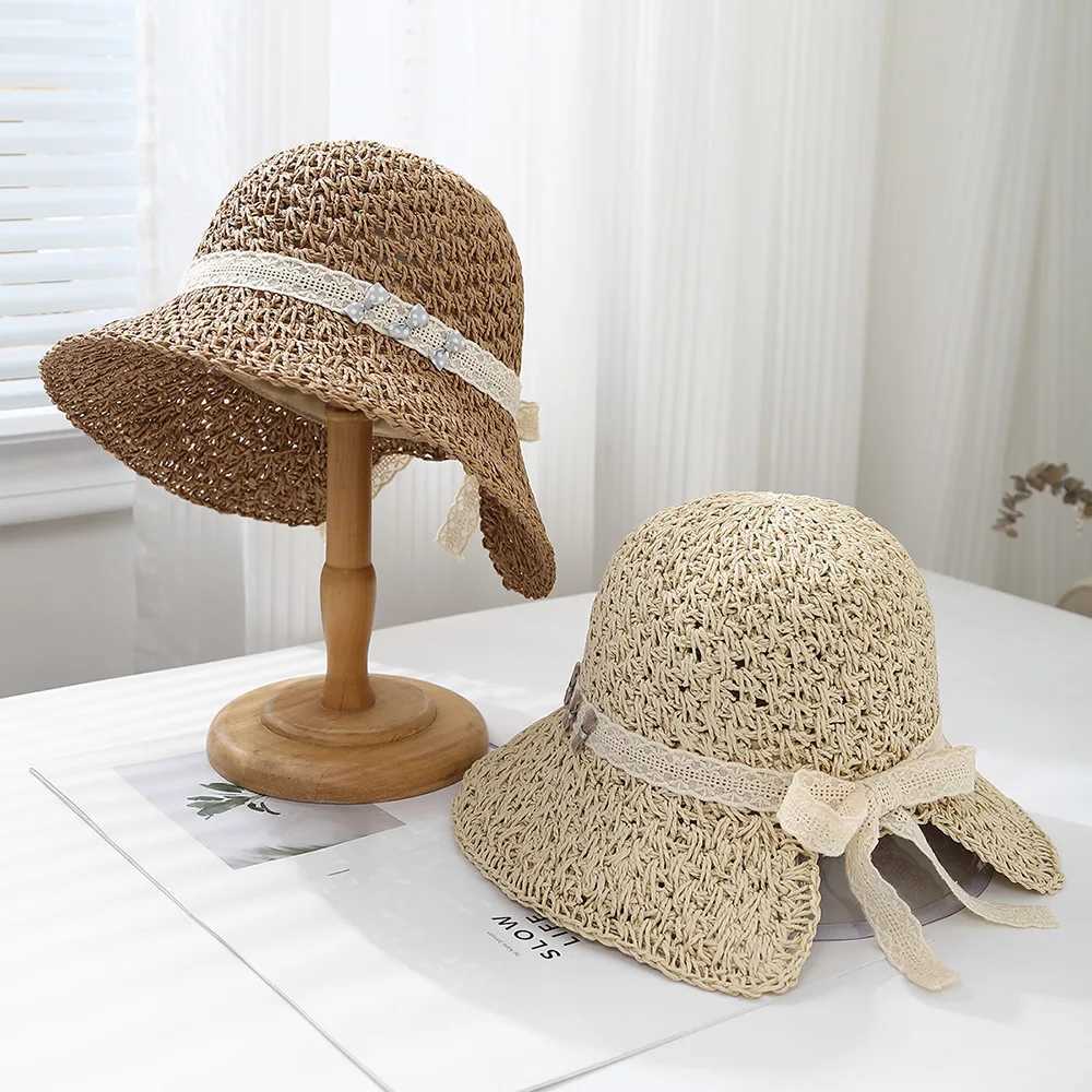 Summer Hats For Women Sun Hat Wide Brimmed Foldable Handmade Bow Bucket Hat Female Sunshade Korean Style Sunhat New Y250707