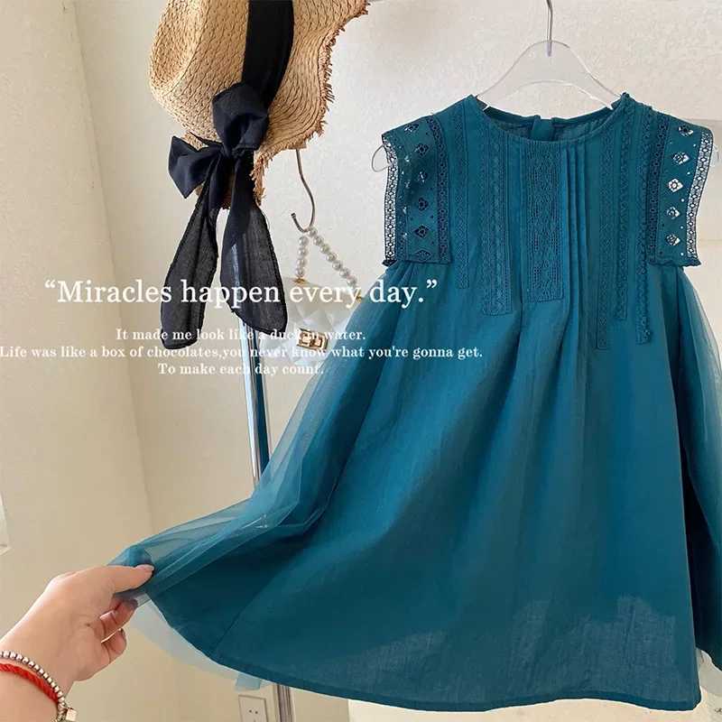 2025 New Summer Princess Girls Dress Sleeveless Lace Mesh Dress For 2-8 Years Old Kids Children Birthday Present Clothes R250707