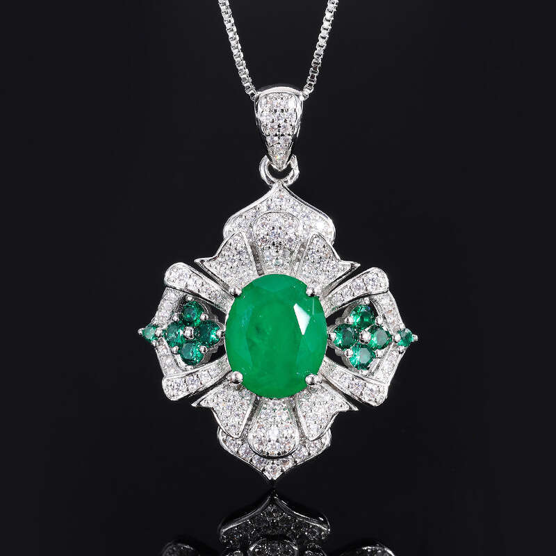Colorful Gemstone For Women With Purple Kunzite Pendant And Paraiba Green Ring Necklace 948