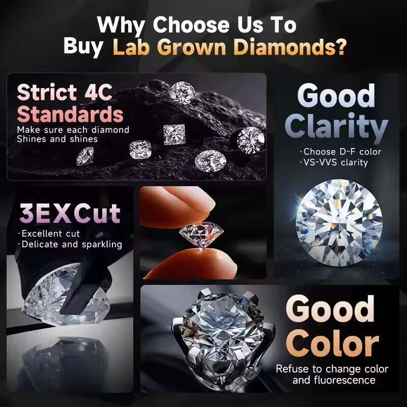 Eco Friendly Lab Created IGI GIA Certified D E F Color 0.5Ct 1Ct 2Ct 4Ct CVD HPHT Loose Diamonds Jewelry Lab Grown Diamonds