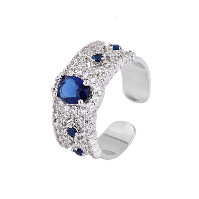 Red Corundum Open Korean Style Personality Simple Blue Fashion Index Finger Ring 6Bc