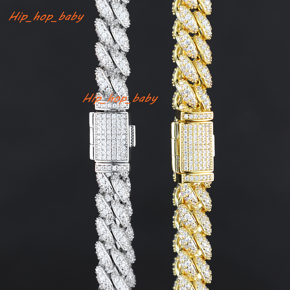 8mm Prong Cuban Link Chain Iced Out Pass Diamond Tester Vvs Moissanite 925 Sterling Silver Necklace