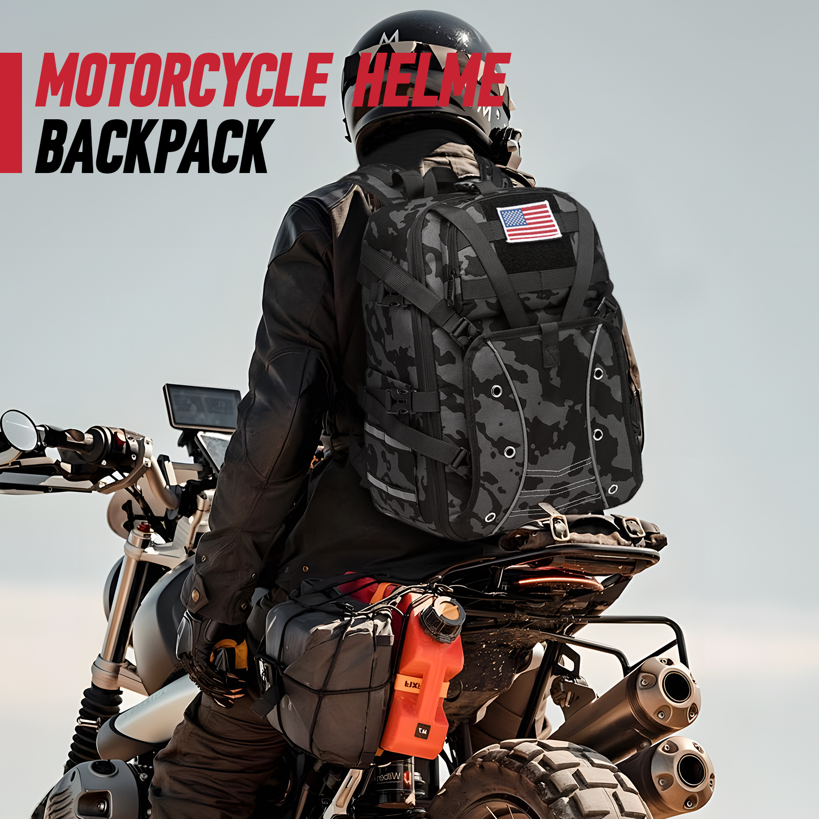 Motorcycle Backpack Helmet Bags, Large Capacity Waterproof Helmet Backpack for Men, Motorcycle Accessories Storage Cycling Bag