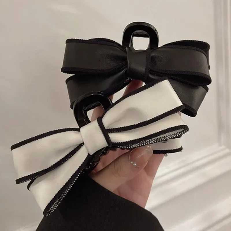 Large Bows Hair Claw Clips for Women Black White French Elegant Hairpin Fabric Hair Clips Sweet Hair Accessories Girls Headdress Z250707