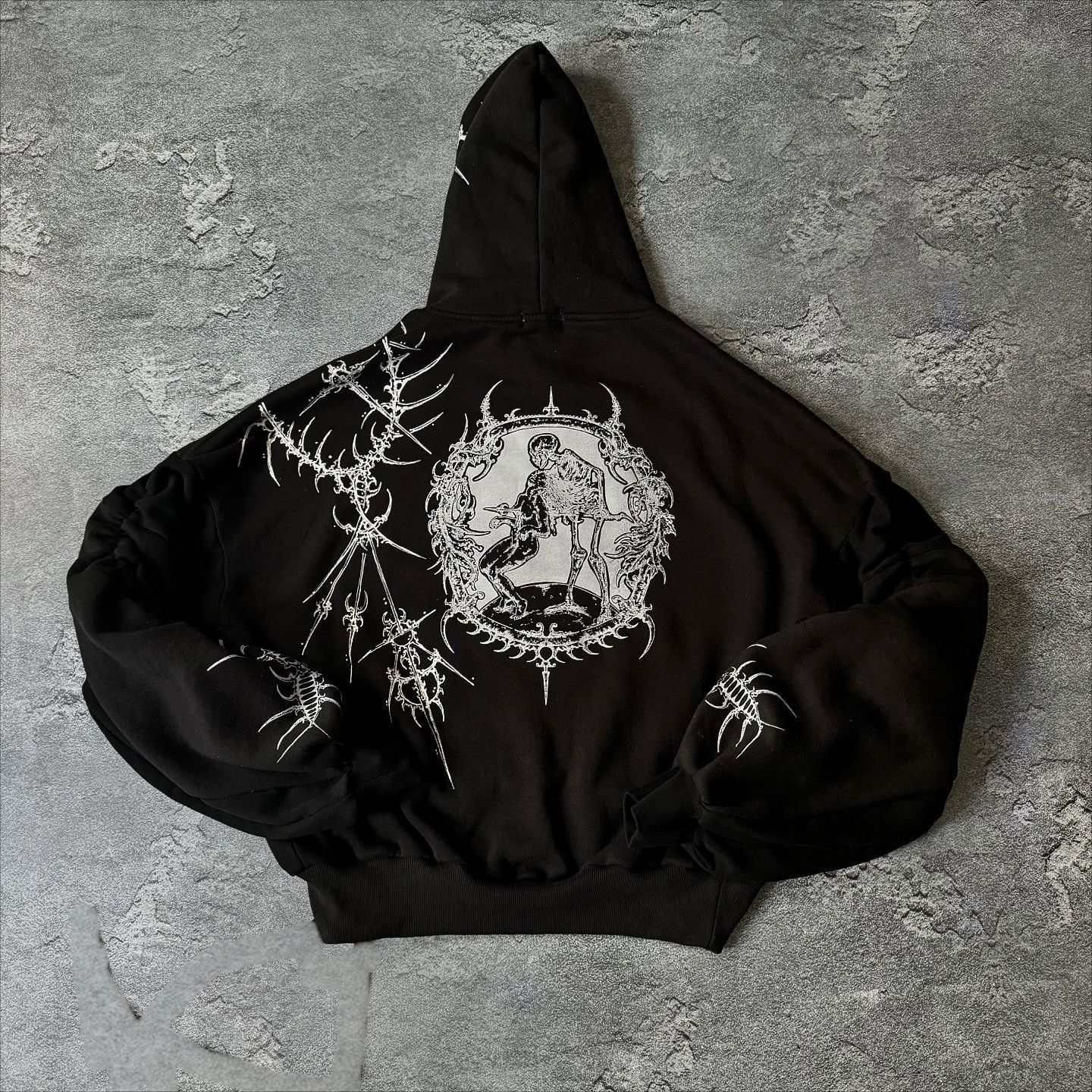 Vintage Zip Up Hoodie Y2K Harajuku Gothic Pattern Patchwork Sweatshirt Men Women Hip Hop Oversize Harajuku Casual Streetwear 240816
