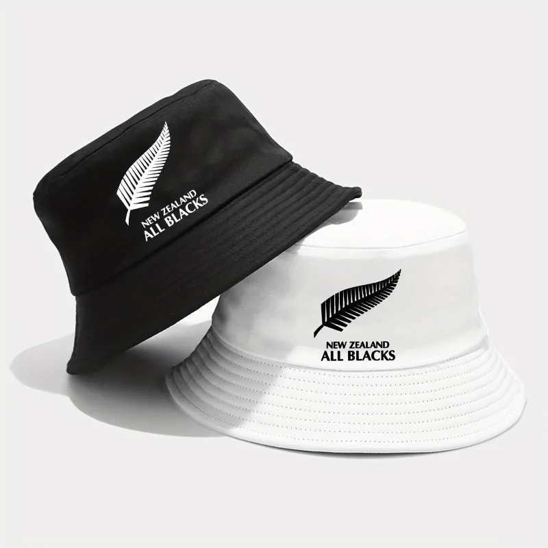 New Zealand All Blacks Printed Bucket Hat Breathable Sun Hat Outdoor Vacation Travel Foldable Fisherman Cap For Men Women Summer Y250707