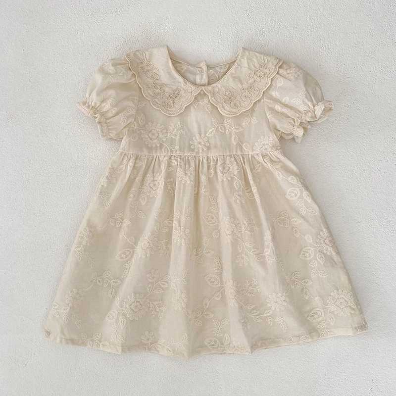 1-6 Years Infant Girl Clothes Summer Baby Girl Dress Lace Collar Dress Toddler Girl Baby Kids Clothing Embroidery Princess Dress R250707