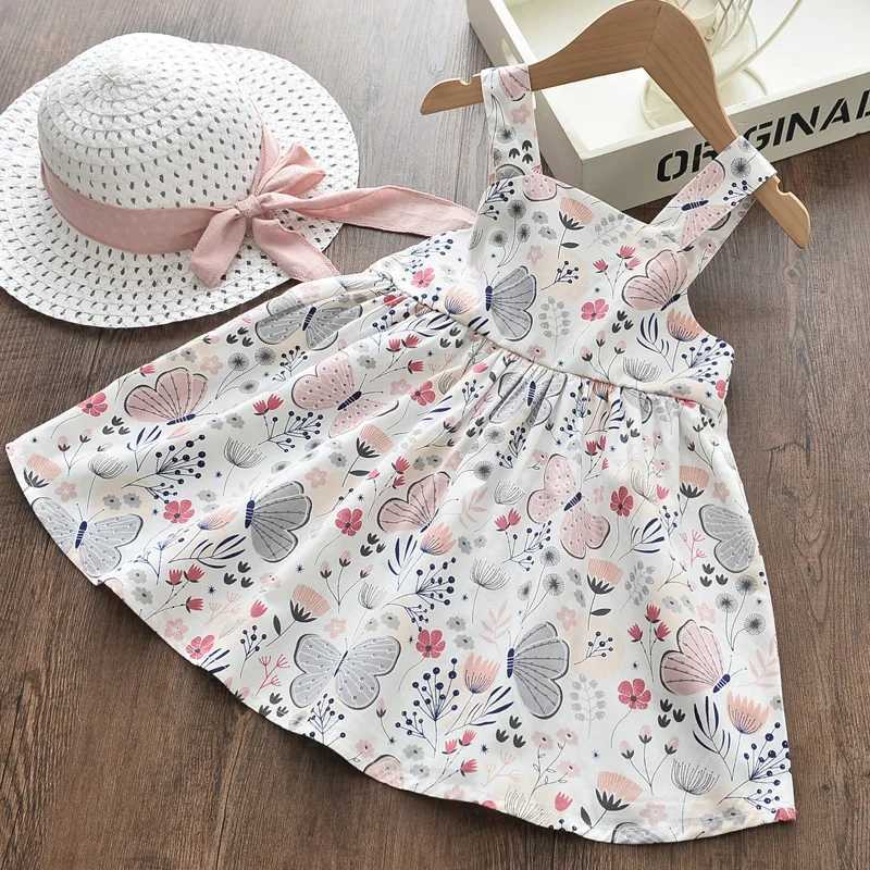 Melario Toddler Baby Cute Bow Girl Dress Flower Princess Infant Girls Sleeveless Party Costumes Newborn Lovely Clothes With Hat R250707