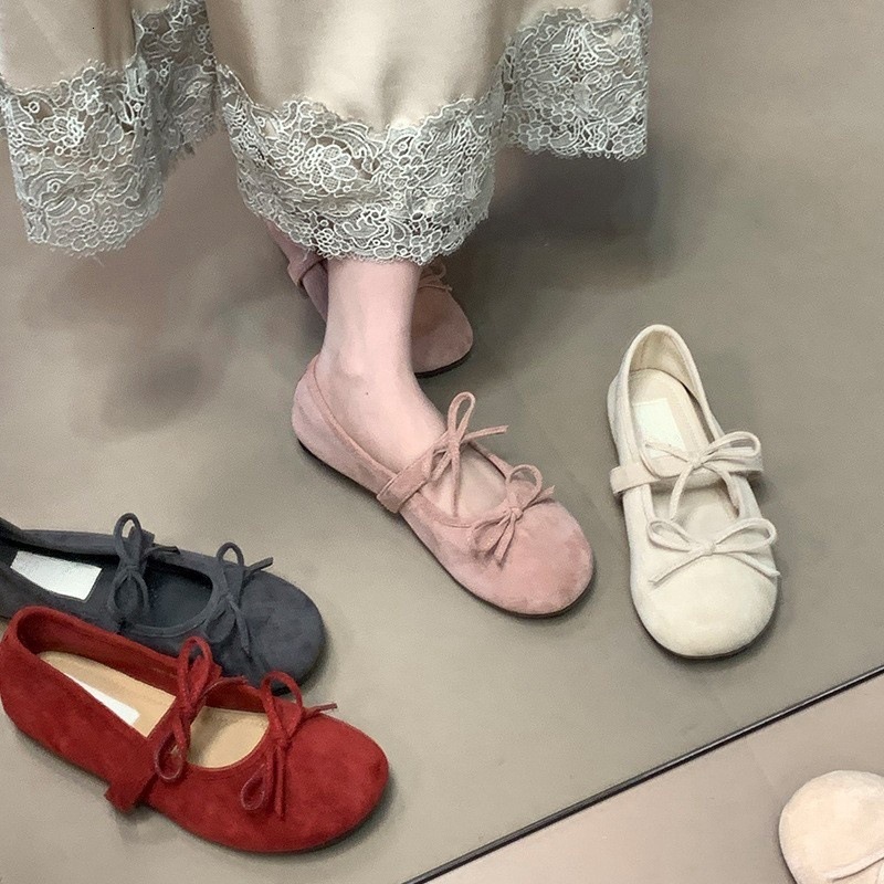Evening Breeze Flat Ballet French Style Double Bow Mary Jane Early Designer Spring Women's to Match Dress Single Shoes