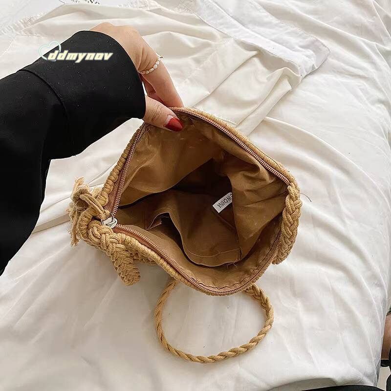 Women Summer Straw Messenger Hollow Out Woven Fashion Shoulder Beach Tassel Designer Crossbody Travel Bag bolsa feminina ddmynov