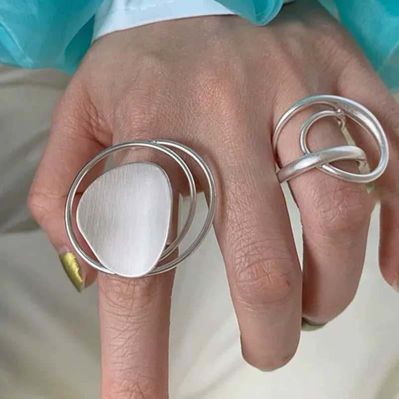 925 Sterling Silver Rings for Women Couple Minimalist Handmade Simple Big Circle Ring Fine Jewelry Gift Prevent Allergies XJ250707