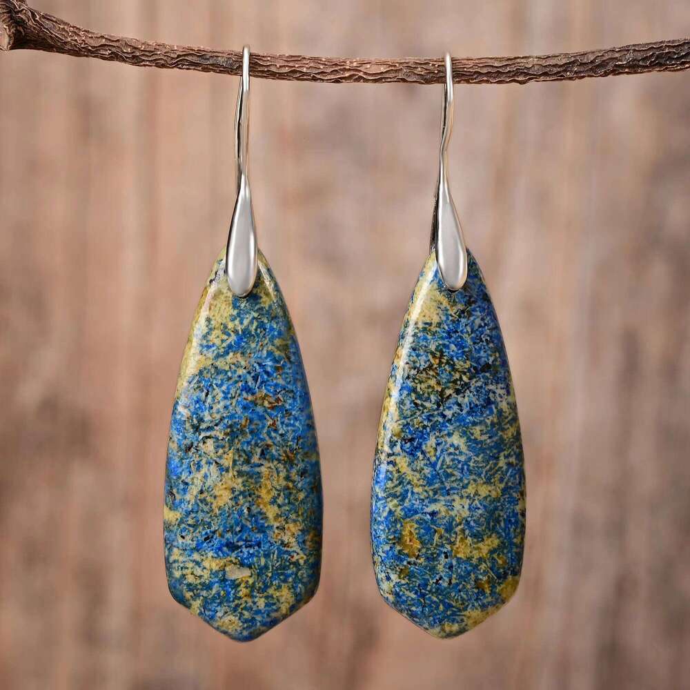 Lapis Lazuli Pointed Natural Women's Gift Jewelry Bohemian Stone Earrings