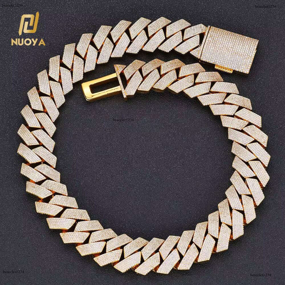 NUOYA 25MM Chunky Link 6 Row Full Dia Iced Out Prong Cuban Chain Hip Hop Jewelry Necklace for Men Women