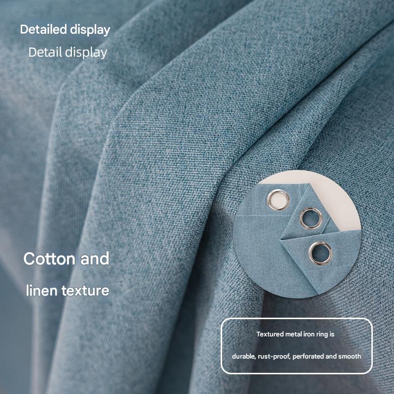 YL-36567 cross-border linen cotton linen full blackout curtain sunscreen sunshade heat insulation solid color foreign trade curtain