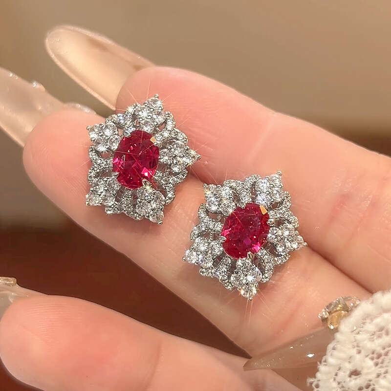 Huayoumei Jewelry Set Earrings Necklace Ring Light Heavy Craft Sparkling Pigeon Red Series For Women 010
