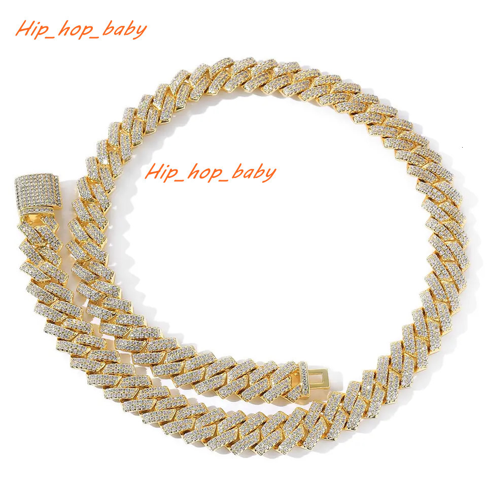 Iced Out Hip Hop Jewelry 925 Silver Moissanite Cuban Link Chain Hip Hop Necklace Men Iced Out Moissanite Cuban